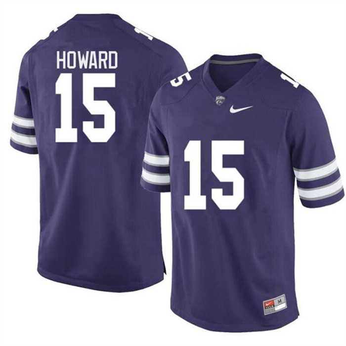 Men's Kansas State Wildcats #15 Will Howard Purple Vapor Stitched Jersey Men's Kansas State Wildcats #15 Will Howard Purple Vapor Stitched Jersey