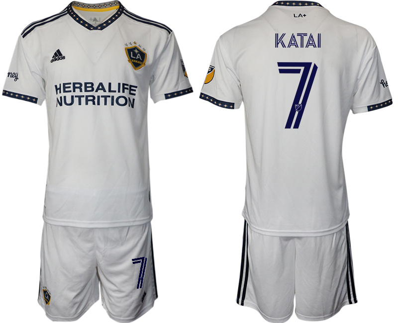 Men's LA Galaxy #7 Katai White Home Soccer Jersey Suit Men's LA Galaxy #7 Katai White Home Soccer Jersey Suit