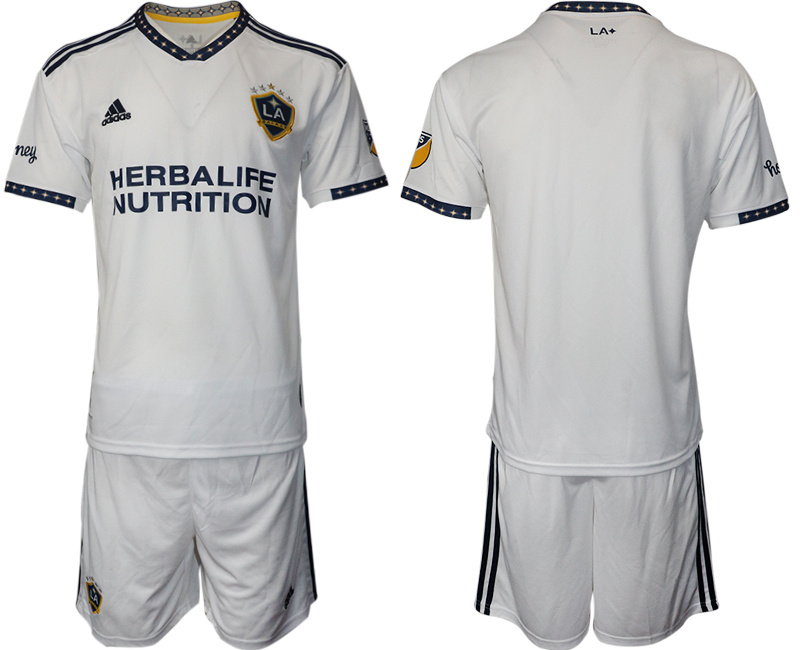 Men's LA Galaxy Blank White Home Soccer Jersey Suit Men's LA Galaxy Blank White Home Soccer Jersey Suit