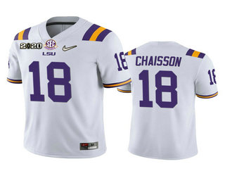 Men's LSU Tigers #18 K'Lavon Chaisson White 2020 National Championship Game Jersey Men's LSU Tigers #18 K'Lavon Chaisson White 2020 National Championship Game Jersey