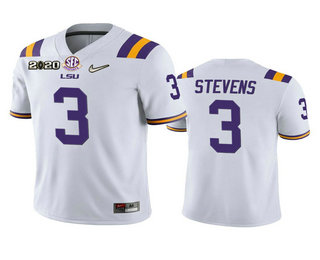 Men's LSU Tigers #3 JaCoby Stevens White 2020 National Championship Game Jersey Men's LSU Tigers #3 JaCoby Stevens White 2020 National Championship Game Jersey