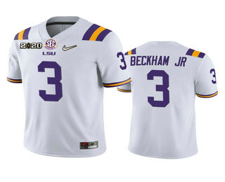 Men's LSU Tigers #3 Odell Beckham Jr. White 2020 National Championship Game Jersey Men's LSU Tigers #3 Odell Beckham Jr. White 2020 National Championship Game Jersey
