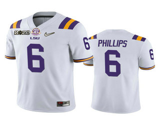 Men's LSU Tigers #6 Jacob Phillips White 2020 National Championship Game Jersey Men's LSU Tigers #6 Jacob Phillips White 2020 National Championship Game Jersey