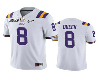 Men's LSU Tigers #8 Patrick Queen White 2020 National Championship Game Jersey Men's LSU Tigers #8 Patrick Queen White 2020 National Championship Game Jersey