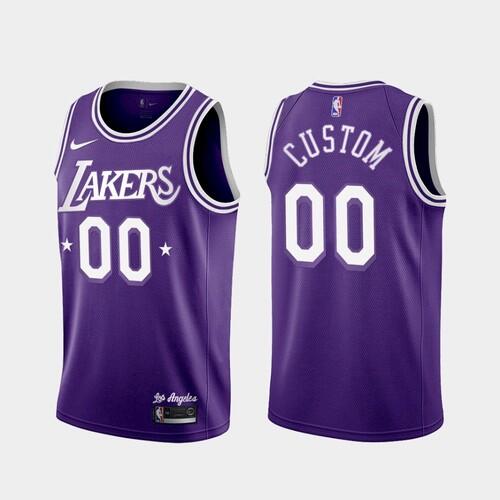Men's Lakers Custom Purple 2022 City 60s Throwback Jersey Men's Lakers Custom Purple 2022 City 60s Throwback Jersey