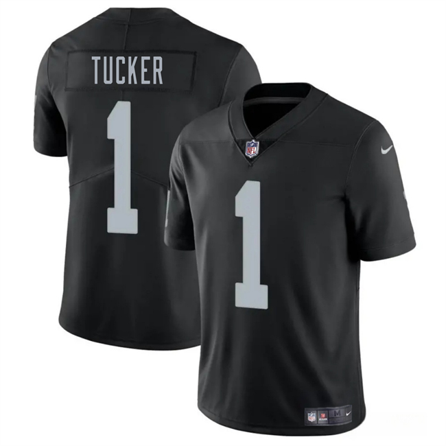 Men's Las Vegas Raiders #1 Tre Tucker Black 2025 Vapor Stitched Football Jersey