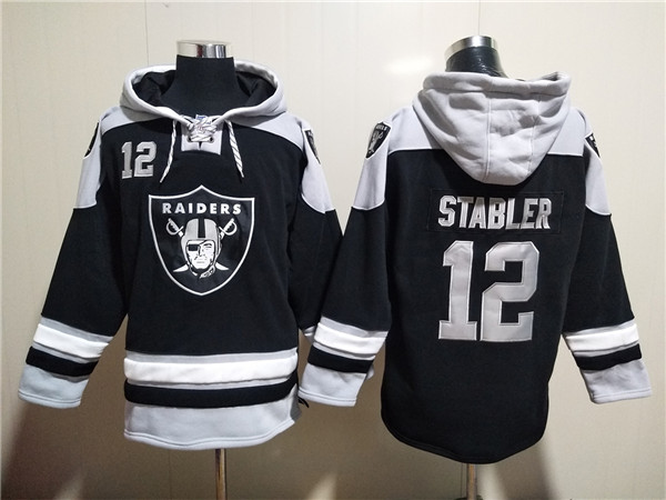 Men's Las Vegas Raiders #12 Ken Stabler Black Ageless Must-Have Lace-Up Pullover Hoodie Men's Las Vegas Raiders #12 Ken Stabler Black Ageless Must-Have Lace-Up Pullover Hoodie