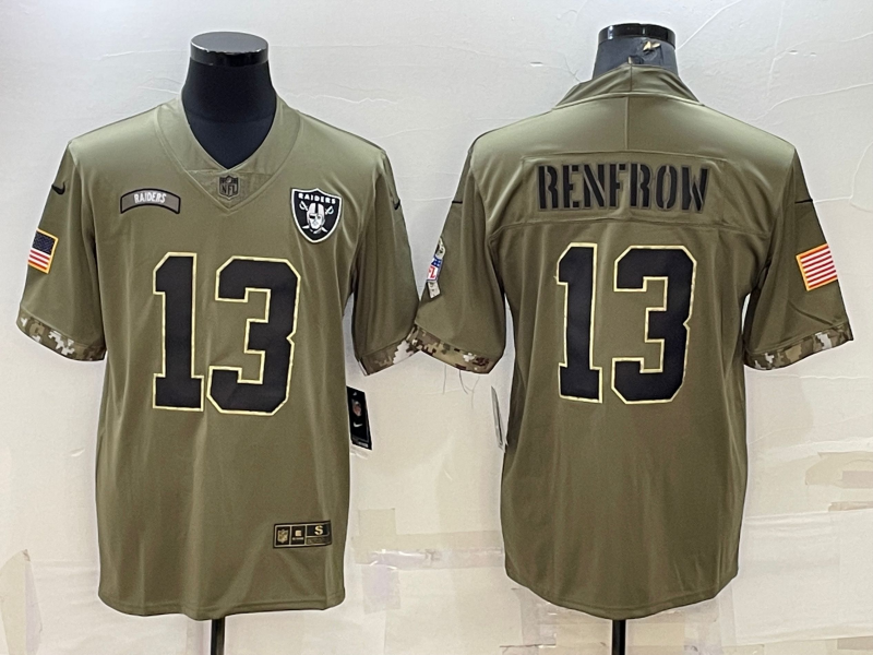 Men's Las Vegas Raiders #13 Hunter Renfrow 2022 Olive Salute To Service Limited Stitched Football Jersey Men's Las Vegas Raiders #13 Hunter Renfrow 2022 Olive Salute To Service Limited Stitched Football Jersey