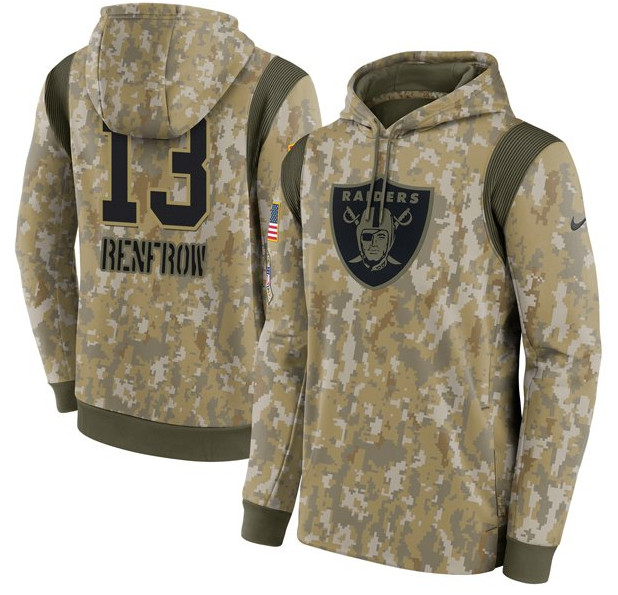 Men's Las Vegas Raiders #13 Hunter Renfrow Camo 2021 Salute To Service Therma Performance Pullover Hoodie Men's Las Vegas Raiders #13 Hunter Renfrow Camo 2021 Salute To Service Therma Performance Pullover Hoodie