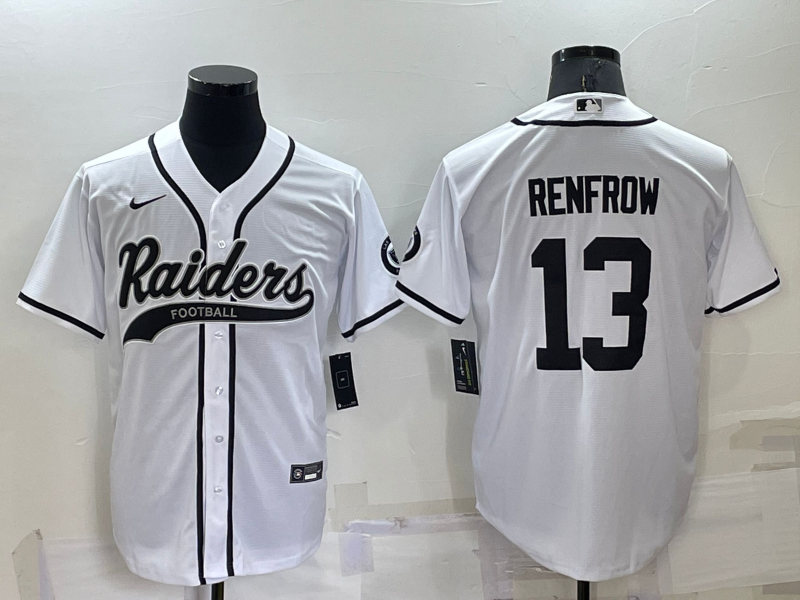 Men's Las Vegas Raiders #13 Hunter Renfrow White Cool Base Stitched Baseball Jersey Men's Las Vegas Raiders #13 Hunter Renfrow White Cool Base Stitched Baseball Jersey