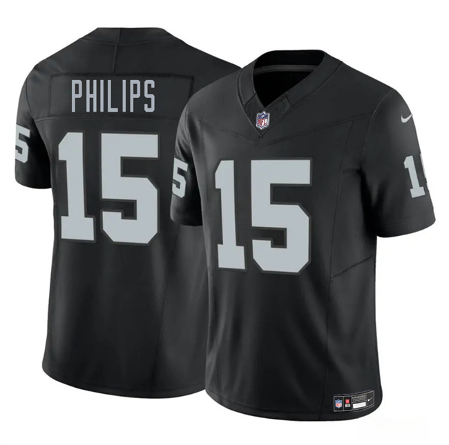 Men's Las Vegas Raiders #15 Kyle Philips Black 2025 F.U.S.E. Vapor Stitched Football Jersey Men's Las Vegas Raiders #15 Kyle Philips Black 2025 F.U.S.E. Vapor Stitched Football Jersey