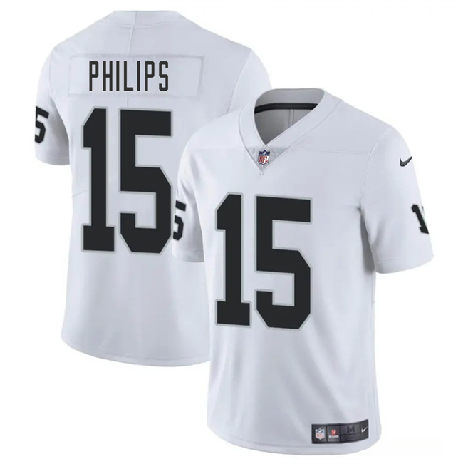 Men's Las Vegas Raiders #15 Kyle Philips White 2025 Vapor Stitched Football Jersey Men's Las Vegas Raiders #15 Kyle Philips White 2025 Vapor Stitched Football Jersey