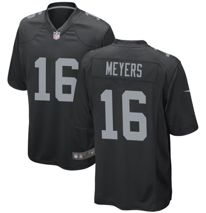 Men's Las Vegas Raiders #16 Jakobi Meyers Black Stitched Football Game Jersey Men's Las Vegas Raiders #16 Jakobi Meyers Black Stitched Football Game Jersey
