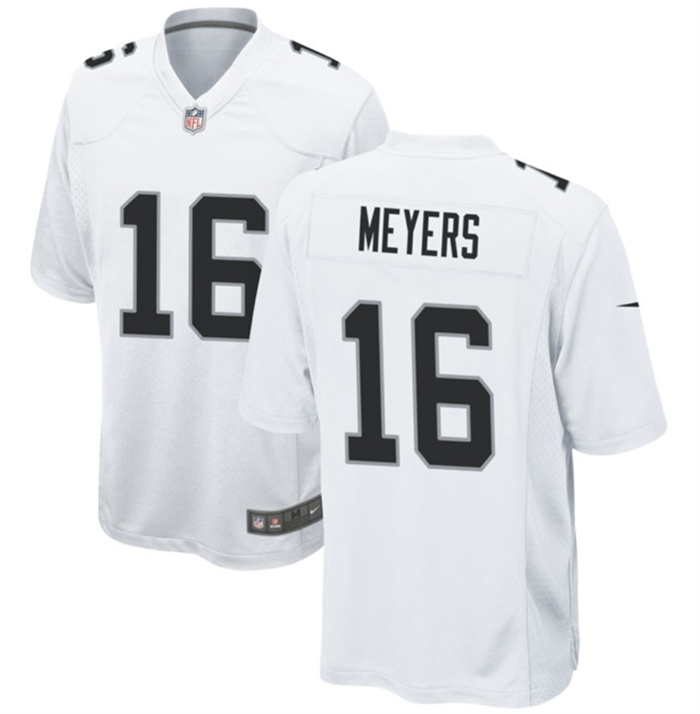 Men's Las Vegas Raiders #16 Jakobi Meyers White Stitched Football Game Jersey Men's Las Vegas Raiders #16 Jakobi Meyers White Stitched Football Game Jersey