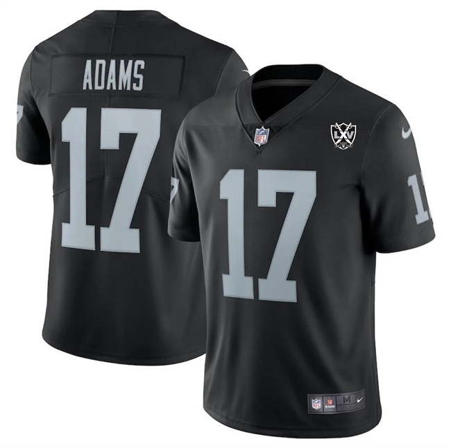 Men's Las Vegas Raiders #17 Davante Adams Black 2024 65th Anniversary Patch Vapor Stitched Football Jersey Men's Las Vegas Raiders #17 Davante Adams Black 2024 65th Anniversary Patch Vapor Stitched Football Jersey