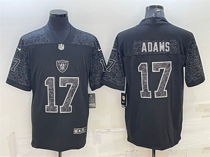 Men's Las Vegas Raiders #17 Davante Adams Black Reflective Limited Stitched Football Jersey Men's Las Vegas Raiders #17 Davante Adams Black Reflective Limited Stitched Football Jersey