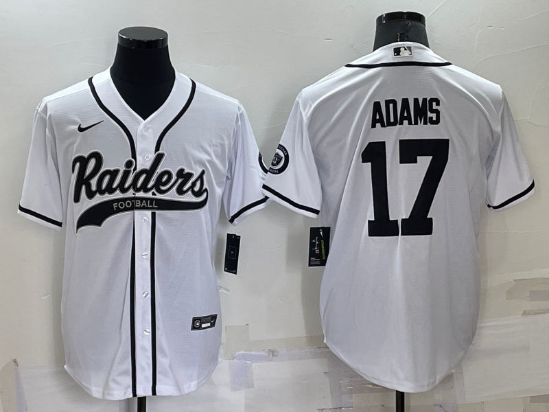 Men's Las Vegas Raiders #17 Davante Adams White Cool Base Stitched Baseball Jersey Men's Las Vegas Raiders #17 Davante Adams White Cool Base Stitched Baseball Jersey