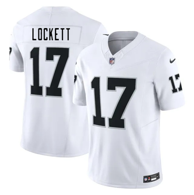 Men's Las Vegas Raiders #17 Tyler Lockett White 2025 F.U.S.E. Vapor Untouchable Limited Stitched Football Jersey Men's Las Vegas Raiders #17 Tyler Lockett White 2025 F.U.S.E. Vapor Untouchable Limited Stitched Football Jersey