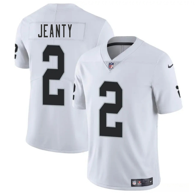 Men's Las Vegas Raiders #2 Ashton Jeanty White 2025 Draft Vapor Untouchable Limited Stitched Football Jersey Men's Las Vegas Raiders #2 Ashton Jeanty White 2025 Draft Vapor Untouchable Limited Stitched Football Jersey