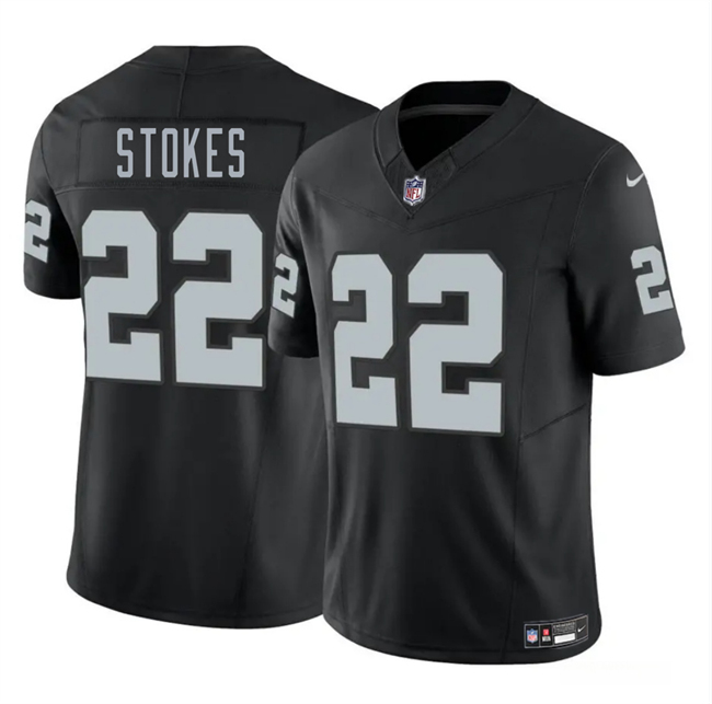 Men's Las Vegas Raiders #22 Eric Stokes Black 2025 F.U.S.E. Vapor Stitched Football Jersey Men's Las Vegas Raiders #22 Eric Stokes Black 2025 F.U.S.E. Vapor Stitched Football Jersey