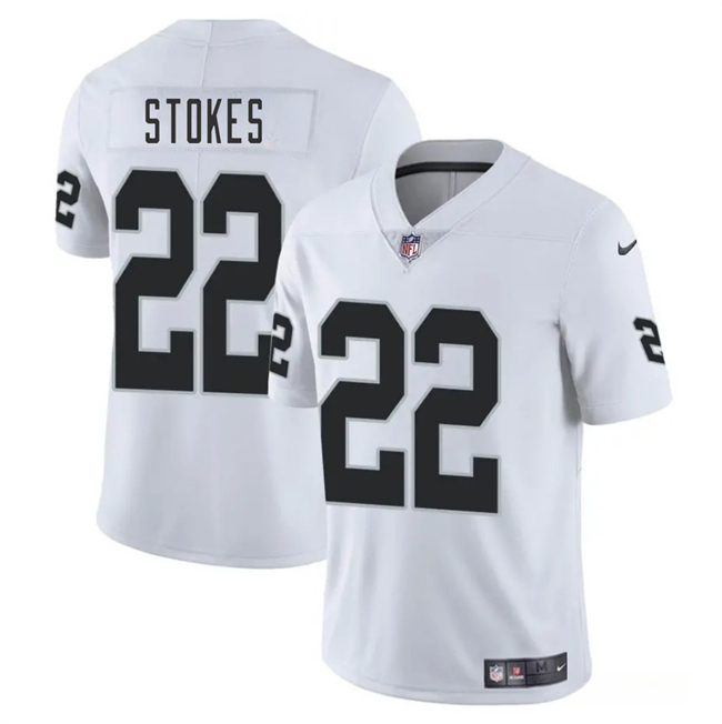 Men's Las Vegas Raiders #22 Eric Stokes White 2025 Vapor Stitched Football Jersey Men's Las Vegas Raiders #22 Eric Stokes White 2025 Vapor Stitched Football Jersey