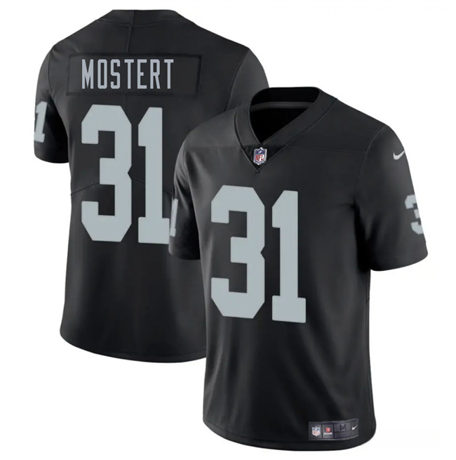 Men's Las Vegas Raiders #31 Raheem Mostert Black 2025 Vapor Stitched Football Jersey Men's Las Vegas Raiders #31 Raheem Mostert Black 2025 Vapor Stitched Football Jersey