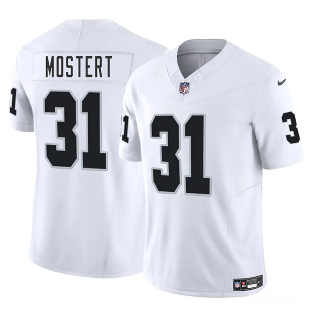 Men's Las Vegas Raiders #31 Raheem Mostert White 2025 F.U.S.E. Vapor Stitched Football Jersey