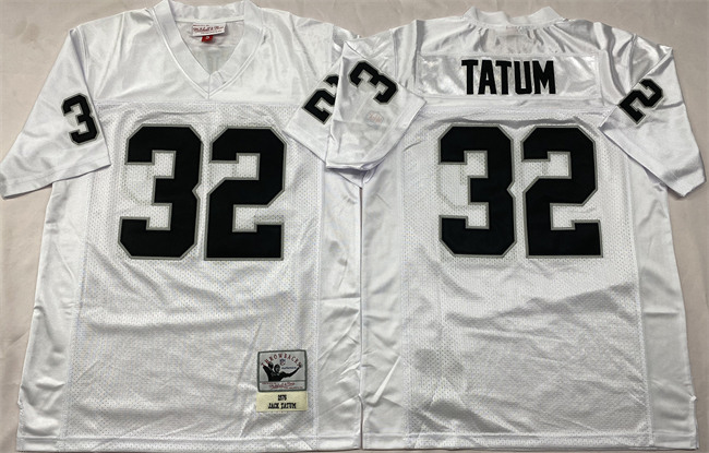 Men's Las Vegas Raiders #32 Jack Tatum White Throwback Stitched Football Jersey Men's Las Vegas Raiders #32 Jack Tatum White Throwback Stitched Football Jersey