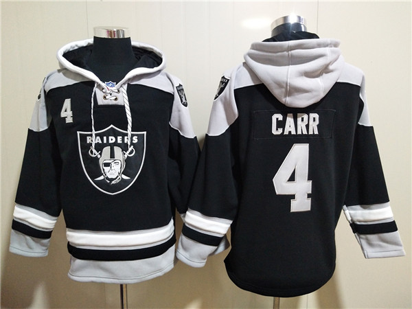 Men's Las Vegas Raiders #4 Derek Carr Black Ageless Must-Have Lace-Up Pullover Hoodie Men's Las Vegas Raiders #4 Derek Carr Black Ageless Must-Have Lace-Up Pullover Hoodie