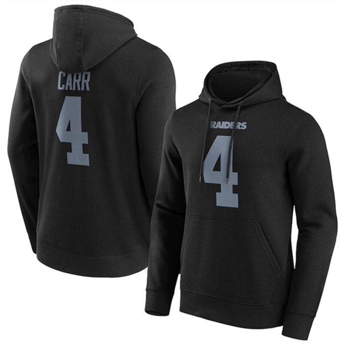 Men's Las Vegas Raiders #4 Derek Carr Black Hoodie Men's Las Vegas Raiders #4 Derek Carr Black Hoodie