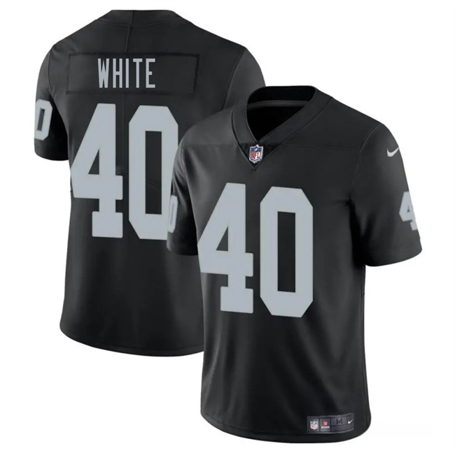 Men's Las Vegas Raiders #40 Devin White Black 2025 Vapor Stitched Football Jersey Men's Las Vegas Raiders #40 Devin White Black 2025 Vapor Stitched Football Jersey
