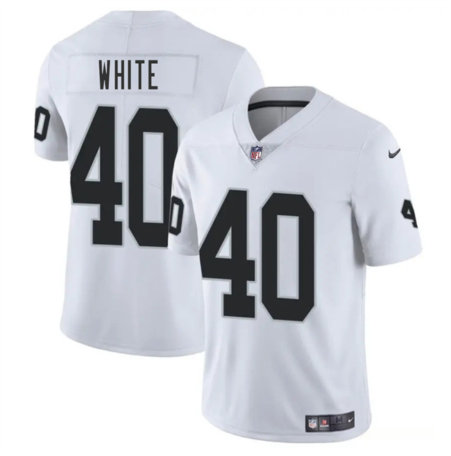 Men's Las Vegas Raiders #40 Devin White White 2025 Vapor Stitched Football Jersey Men's Las Vegas Raiders #40 Devin White White 2025 Vapor Stitched Football Jersey