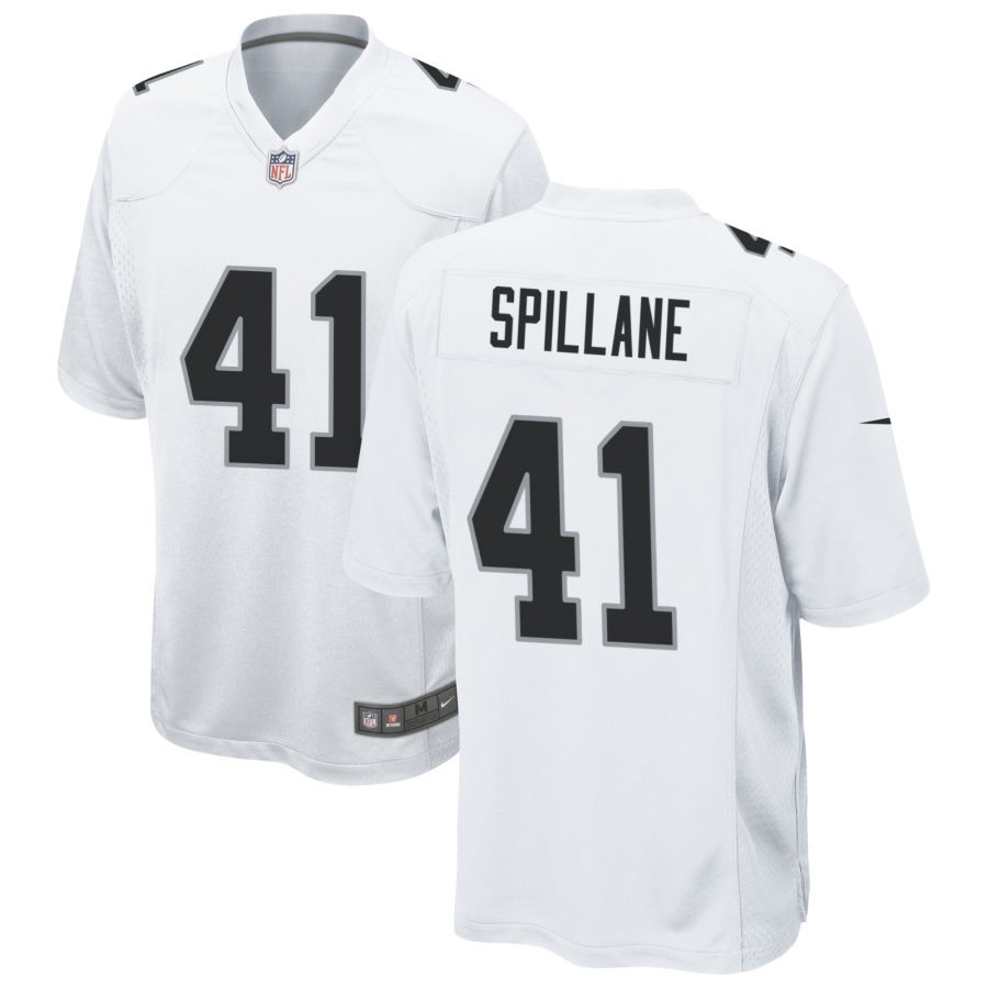 Men's Las Vegas Raiders #41 Robert Spillane White 2023 Draft Vapor Limited Stitched Football Jersey Men's Las Vegas Raiders #41 Robert Spillane White 2023 Draft Vapor Limited Stitched Football Jersey