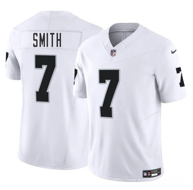 Men's Las Vegas Raiders #7 Geno Smith White 2025 F.U.S.E. Vapor Stitched Football Jersey Men's Las Vegas Raiders #7 Geno Smith White 2025 F.U.S.E. Vapor Stitched Football Jersey