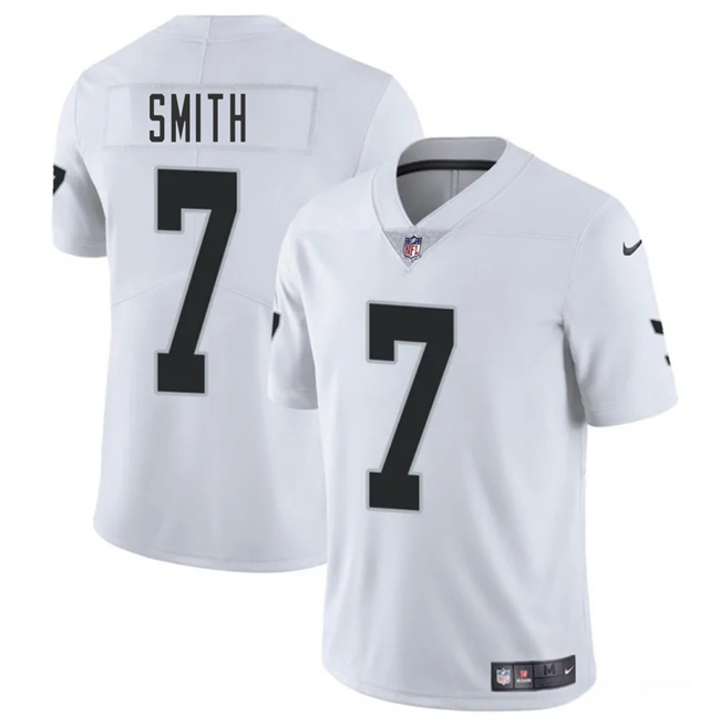 Men's Las Vegas Raiders #7 Geno Smith White 2025 Vapor Stitched Football Jersey Men's Las Vegas Raiders #7 Geno Smith White 2025 Vapor Stitched Football Jersey