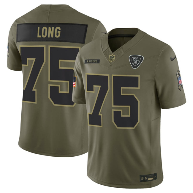 Men's Las Vegas Raiders #75 Howie Long Olive 2025 F.U.S.E. Salute to Service Limited Stitched Football Jersey Men's Las Vegas Raiders #75 Howie Long Olive 2025 F.U.S.E. Salute to Service Limited Stitched Football Jersey