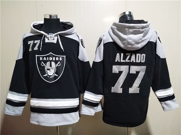 Men's Las Vegas Raiders #77 Lyle Alzado Black Ageless Must-Have Lace-Up Pullover Hoodie Men's Las Vegas Raiders #77 Lyle Alzado Black Ageless Must-Have Lace-Up Pullover Hoodie