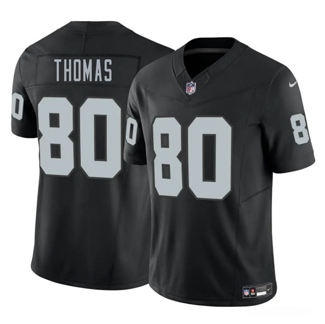 Men's Las Vegas Raiders #80 Ian Thomas Black 2025 F.U.S.E. Vapor Stitched Football Jersey Men's Las Vegas Raiders #80 Ian Thomas Black 2025 F.U.S.E. Vapor Stitched Football Jersey