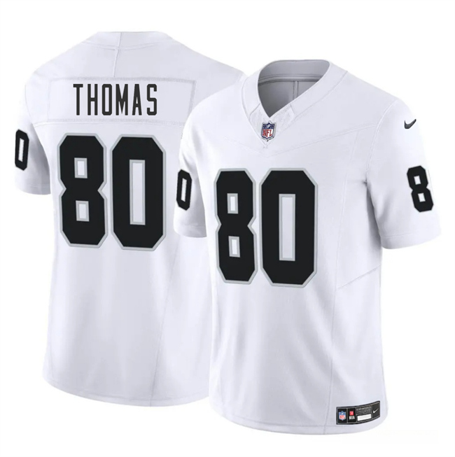 Men's Las Vegas Raiders #80 Ian Thomas White 2025 F.U.S.E. Vapor Stitched Football Jersey Men's Las Vegas Raiders #80 Ian Thomas White 2025 F.U.S.E. Vapor Stitched Football Jersey
