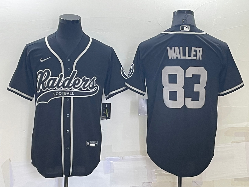 Men's Las Vegas Raiders #83 Darren Waller Black Cool Base Stitched Baseball Jersey Men's Las Vegas Raiders #83 Darren Waller Black Cool Base Stitched Baseball Jersey