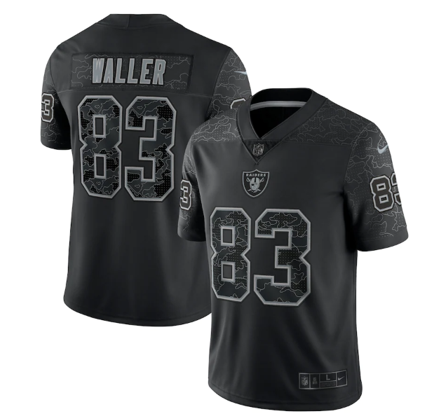 Men's Las Vegas Raiders #83 Darren Waller Black Reflective Limited Stitched Football Jersey Men's Las Vegas Raiders #83 Darren Waller Black Reflective Limited Stitched Football Jersey