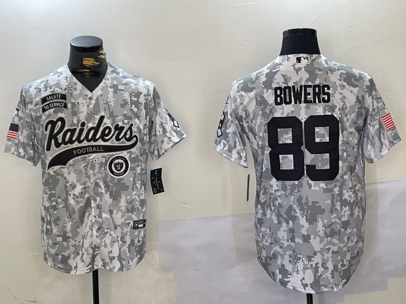 Men's Las Vegas Raiders #89 Brock Bowers 2024 Arctic Camo Salute To Service Stitched Baseball Jersey 5