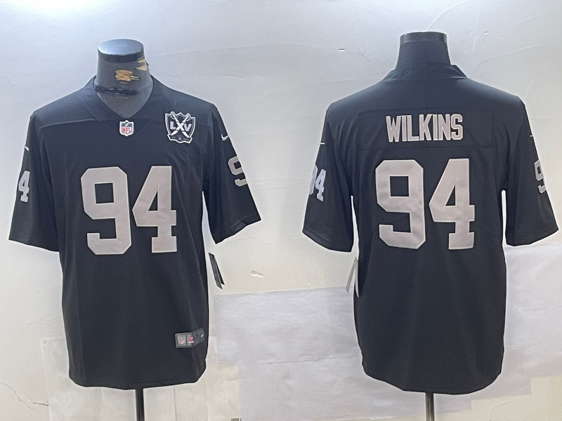 Men's Las Vegas Raiders #94 Christian Wilkins Black 65th Anniversary Patch Vapor Stitched Football Jersey Men's Las Vegas Raiders #94 Christian Wilkins Black 65th Anniversary Patch Vapor Stitched Football Jersey