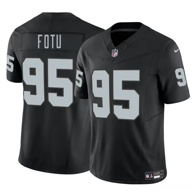 Men's Las Vegas Raiders #95 Leki Fotu Black 2025 F.U.S.E. Vapor Stitched Football Jersey Men's Las Vegas Raiders #95 Leki Fotu Black 2025 F.U.S.E. Vapor Stitched Football Jersey