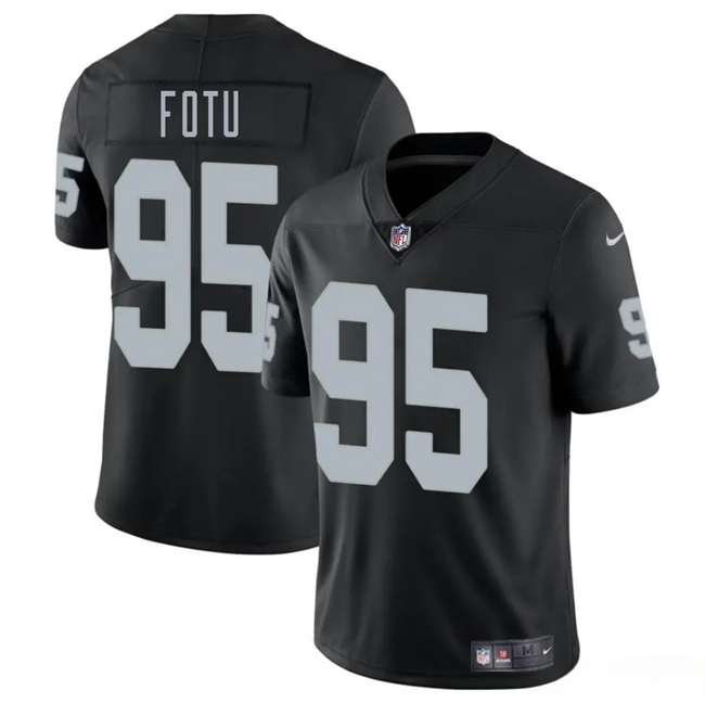 Men's Las Vegas Raiders #95 Leki Fotu Black 2025 Vapor Stitched Football Jersey Men's Las Vegas Raiders #95 Leki Fotu Black 2025 Vapor Stitched Football Jersey