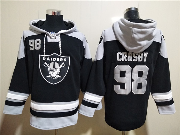 Men's Las Vegas Raiders #98 Maxx Crosby Black Ageless Must-Have Lace-Up Pullover Hoodie Men's Las Vegas Raiders #98 Maxx Crosby Black Ageless Must-Have Lace-Up Pullover Hoodie