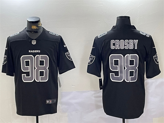 Men's Las Vegas Raiders #98 Maxx Crosby Black Vapor Limited Stitched Jersey Men's Las Vegas Raiders #98 Maxx Crosby Black Vapor Limited Stitched Jersey