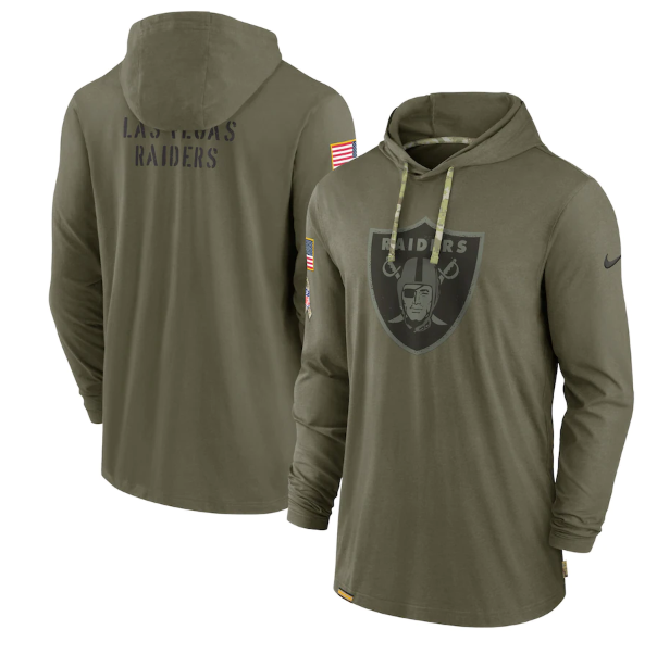 Men's Las Vegas Raiders 2022 Olive Salute To Service Tonal Pullover Hoodie Men's Las Vegas Raiders 2022 Olive Salute To Service Tonal Pullover Hoodie