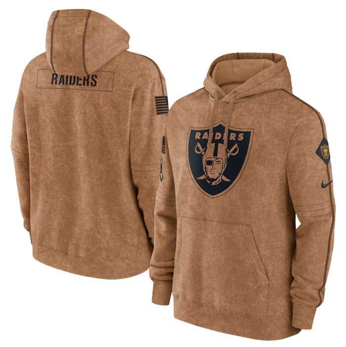 Men's Las Vegas Raiders 2023 Brown Salute To Service Pullover Hoodie Men's Las Vegas Raiders 2023 Brown Salute To Service Pullover Hoodie