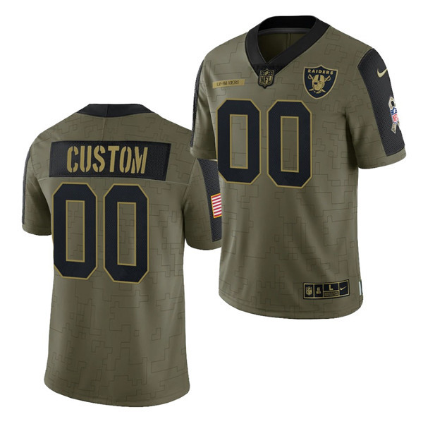 Men's Las Vegas Raiders ACTIVE PLAYER Custom 2021 Olive Salute To Service Limited Stitched Jersey Men's Las Vegas Raiders ACTIVE PLAYER Custom 2021 Olive Salute To Service Limited Stitched Jersey